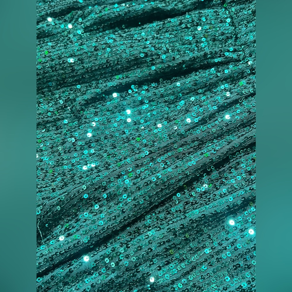 Lulu's Emerald Green Sequin Wide Leg Jumpsuit Pants - Picture 4 of 7